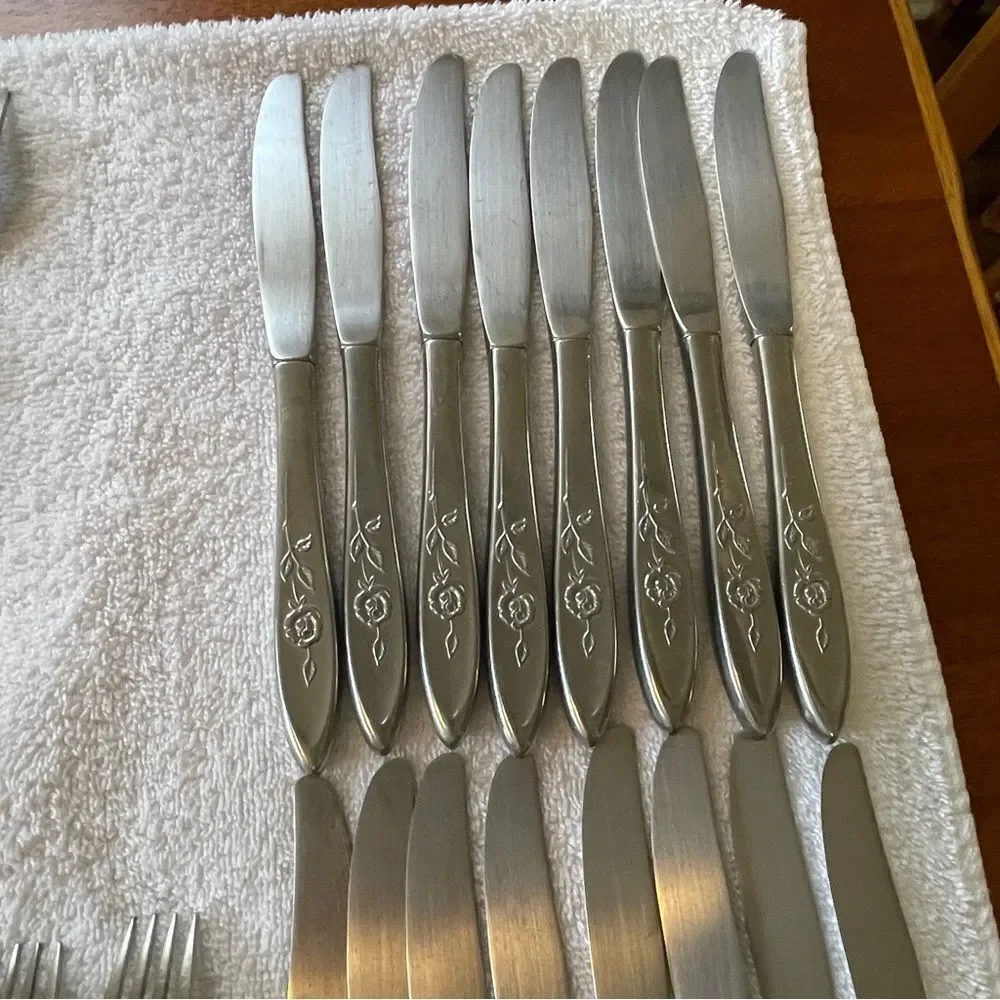 Vintage Oneida Community Stainless My Rose Collection Serving and Flatware
